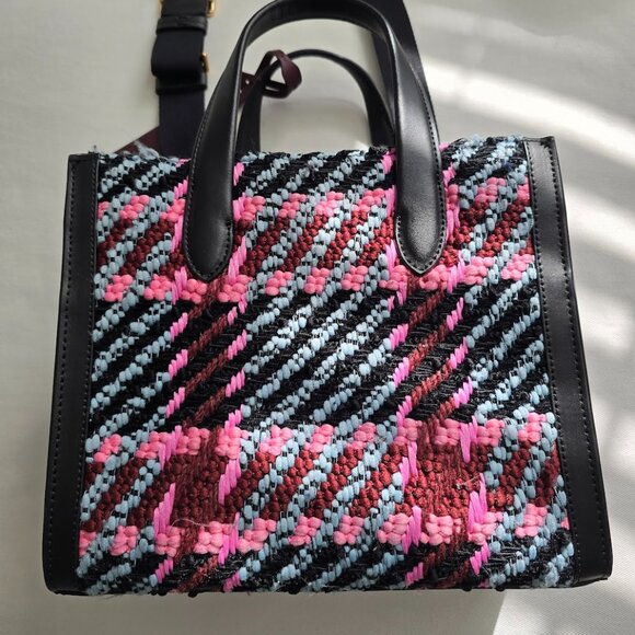 Kate Spade Manhattan Small Plaid Crossbody Tote Handbag w/ Plaque Logo PREOWNED - Picture 9 of 16